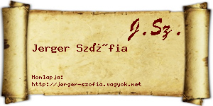 Jerger Szófia névjegykártya